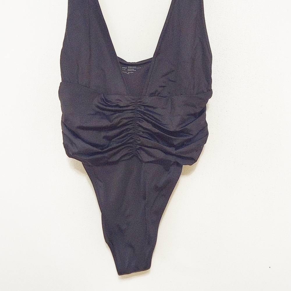 Aerie Plunge Ruched Cheekiest Swimsuit Large